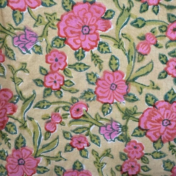 Kilol X-Large Hand Block Large Kaftan Dress Pockets Floral Pullover Womens - Picture 11 of 15